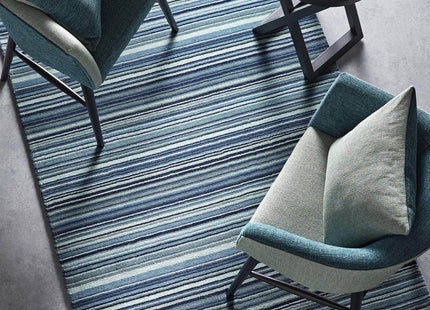 Fine Stripes Blue Wool Rug