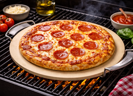 Atom Grills 35cm Pizza Stone for Gas and Charcoal BBQs & Outdoor Pizza Cooking