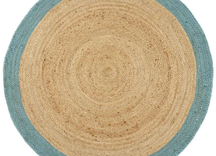 Bordered Duck Egg Blue Jute Rug