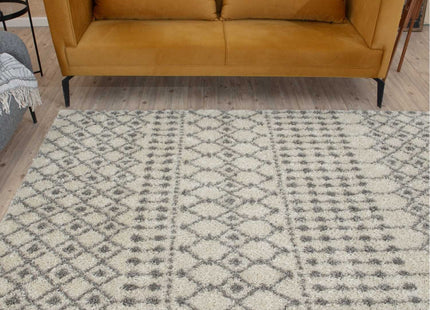 Moroccan Ivory Grey Shaggy Rug | 1000