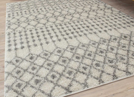 Moroccan Ivory Grey Shaggy Rug | 1000