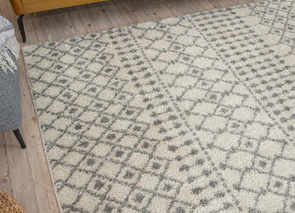 Moroccan Ivory Grey Shaggy Rug | 1000