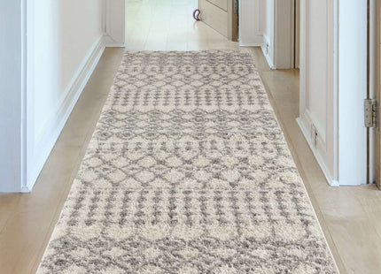 Moroccan Ivory Grey Shaggy Rug | 1000