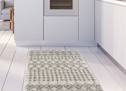 Moroccan Ivory Grey Shaggy Rug | 1000