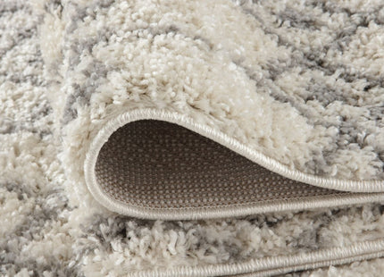 Moroccan Ivory Grey Shaggy Rug | 1000