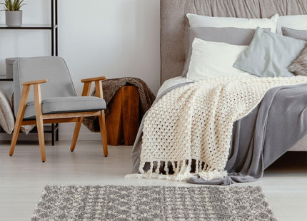 Moroccan Grey Shaggy Rug | 1010