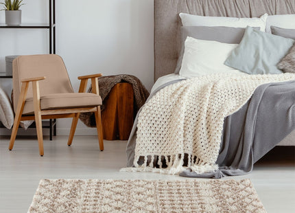 Moroccan Ivory Beige Shaggy Rug | 1030