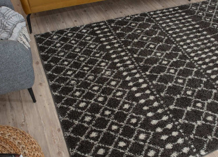 Moroccan Dark Grey Shaggy Rug | 1040