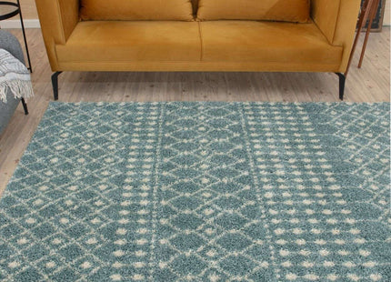 Moroccan Duck Egg Blue Shaggy Rug | 1050