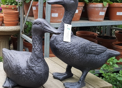 Pair of Ducks Garden Sculpture – 29cm, Antique Bronze