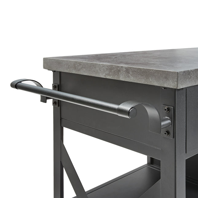 Atom Grills Extra Large Outdoor BBQ Serving Trolley with Storage Shelf & Wheels – Grey