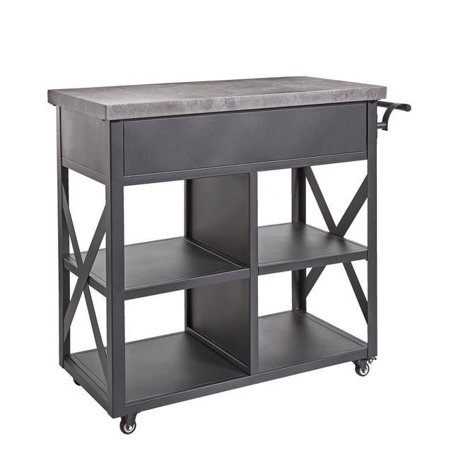 Atom Grills Extra Large Outdoor BBQ Serving Trolley with Storage Shelf & Wheels – Grey