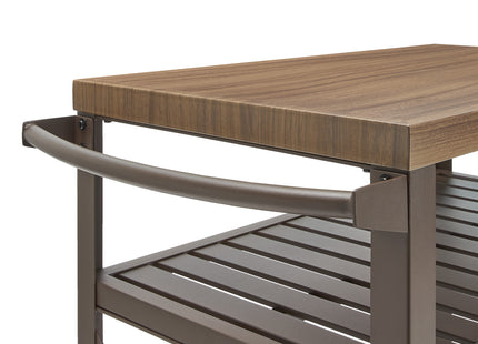 Atom Grills Large Outdoor BBQ Serving Trolley with Storage Shelf & Wheels – Brown