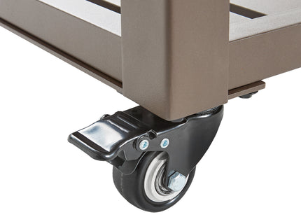 Atom Grills Large Outdoor BBQ Serving Trolley with Storage Shelf & Wheels – Brown