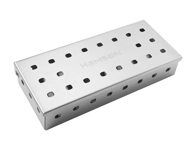 Atom Grills Stainless Steel BBQ Wood Chip Smoker Box for Gas & Charcoal Grills