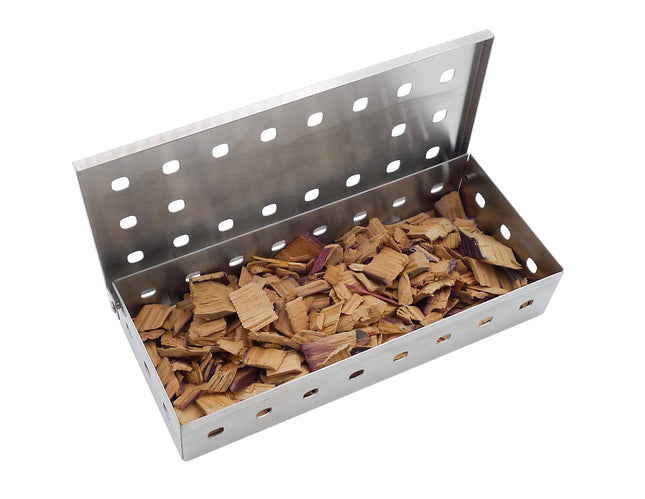 Atom Grills Stainless Steel BBQ Wood Chip Smoker Box for Gas & Charcoal Grills