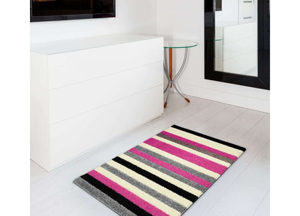 Linea Striped Pink Washable Rug