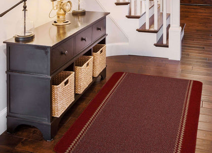 Washable Designer Bordered Red Rug | 116R