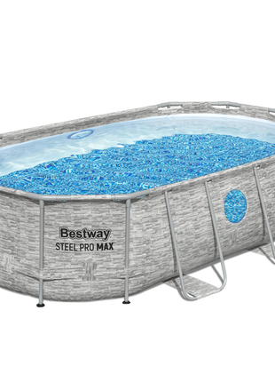 Bestway 14ft x 8ft 2" x 39.5" Oval Steel Pro MAX™ Splashview Above Ground Swimming Pool, Filter Pump & Accessories