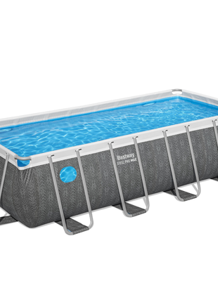 Bestway 16ft x 8ft x 48" Rectangular Steel Pro MAX™ Splashview Above Ground Swimming Pool, Filter Pump & Accessories