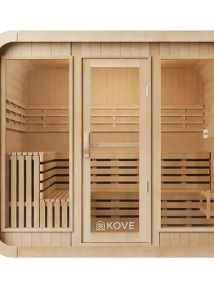 KOVE Cube Sauna 5–6 Person Outdoor Sauna – Premium Spruce Wood, 8kW Heater, Modern Cube Design