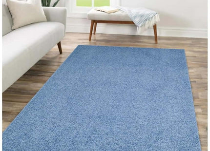 Fiji Sky Blue Washable Solid Shaggy Rug