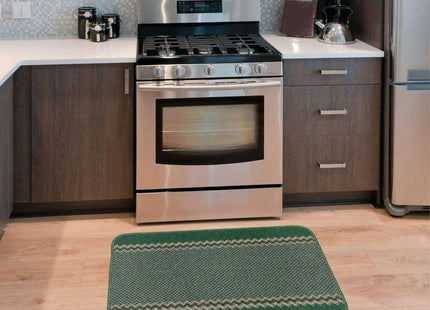 Washable Designer Bordered Green Rug | 116Gr