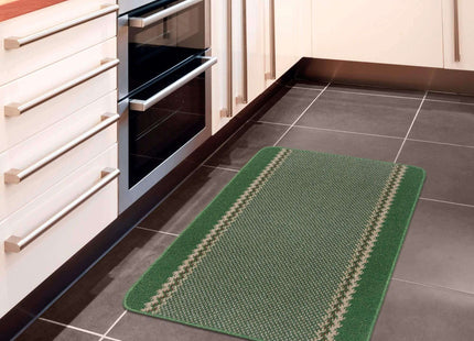 Washable Designer Bordered Green Rug | 116Gr