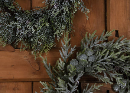 Frosted Pine Wreath With Pinecones