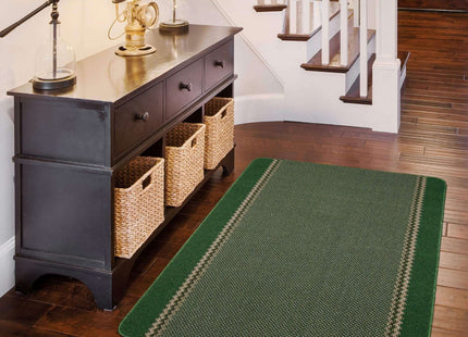 Washable Designer Bordered Green Rug | 116Gr