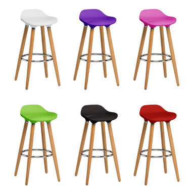 Stockholm Black Bar Stool with Wooden Legs