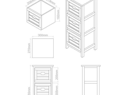 Portsmouth Natural and White Wooden 3 Drawer Chest