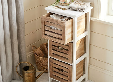 Portsmouth Natural and White Wooden 3 Drawer Chest