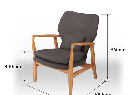 Stockholm Grey Fabric Chair with Wooden Frame