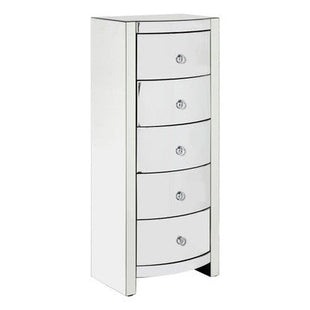 Verona Mirrored Curved 5 Drawer Tall Chest