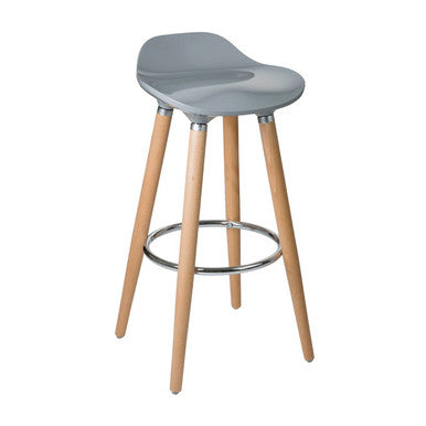 Stockholm Grey Bar Stool with Wooden Legs