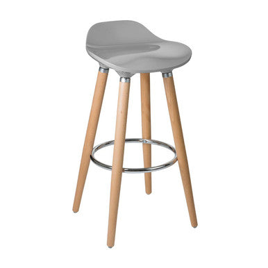 Stockholm Taupe Bar Stool with Wooden Legs