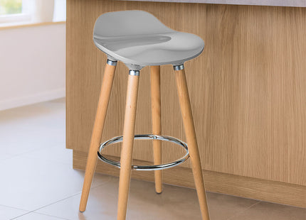 Stockholm Taupe Bar Stool with Wooden Legs
