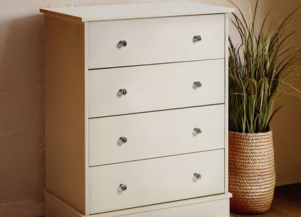Emily Ivory 4 Drawer Chest with Crystal Handles