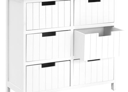 New England White Wooden 6 Drawer Chest