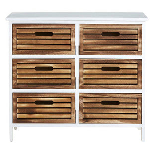 Portsmouth Natural and White Wooden 6 Drawer Chest