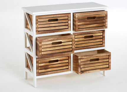 Portsmouth Natural and White Wooden 6 Drawer Chest