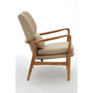 Stockholm Beige Fabric Chair with Wooden Frame