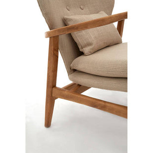 Stockholm Beige Fabric Chair with Wooden Frame