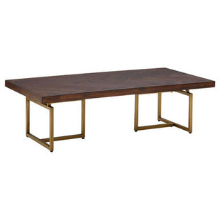 Brando Acacia Veneer Coffee Table with Antique Brass Finish Legs
