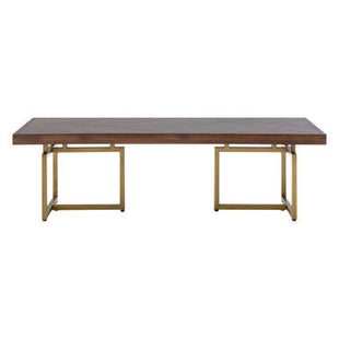 Brando Acacia Veneer Coffee Table with Antique Brass Finish Legs