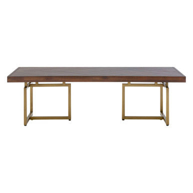 Brando Acacia Veneer Coffee Table with Antique Brass Finish Legs