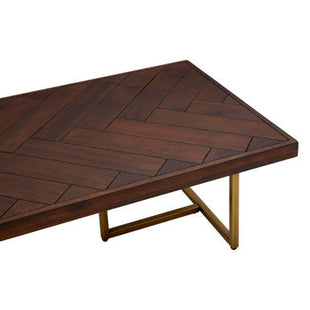 Brando Acacia Veneer Coffee Table with Antique Brass Finish Legs