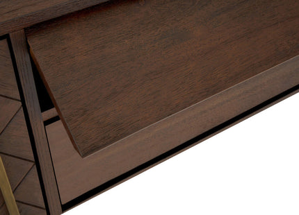 Brando Acacia Veneer Media Unit with Antique Brass Finish Legs