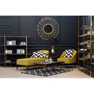 Brando Acacia Veneer 4 Tier Shelf Unit with Antique Brass Frame